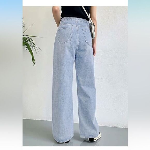 HDLTE Wide Leg Jeans High Waist Baggy Jeans Boyfriends Jeans Y2K 90s Size L - Picture 13 of 14